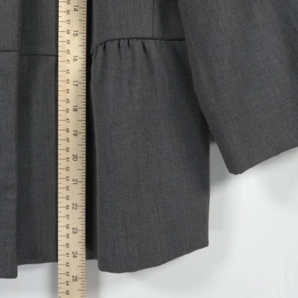 J. CREW SUITING 100% WOOL Hidden Button Jacket‎ Peplum Blazer Coquette Size 12